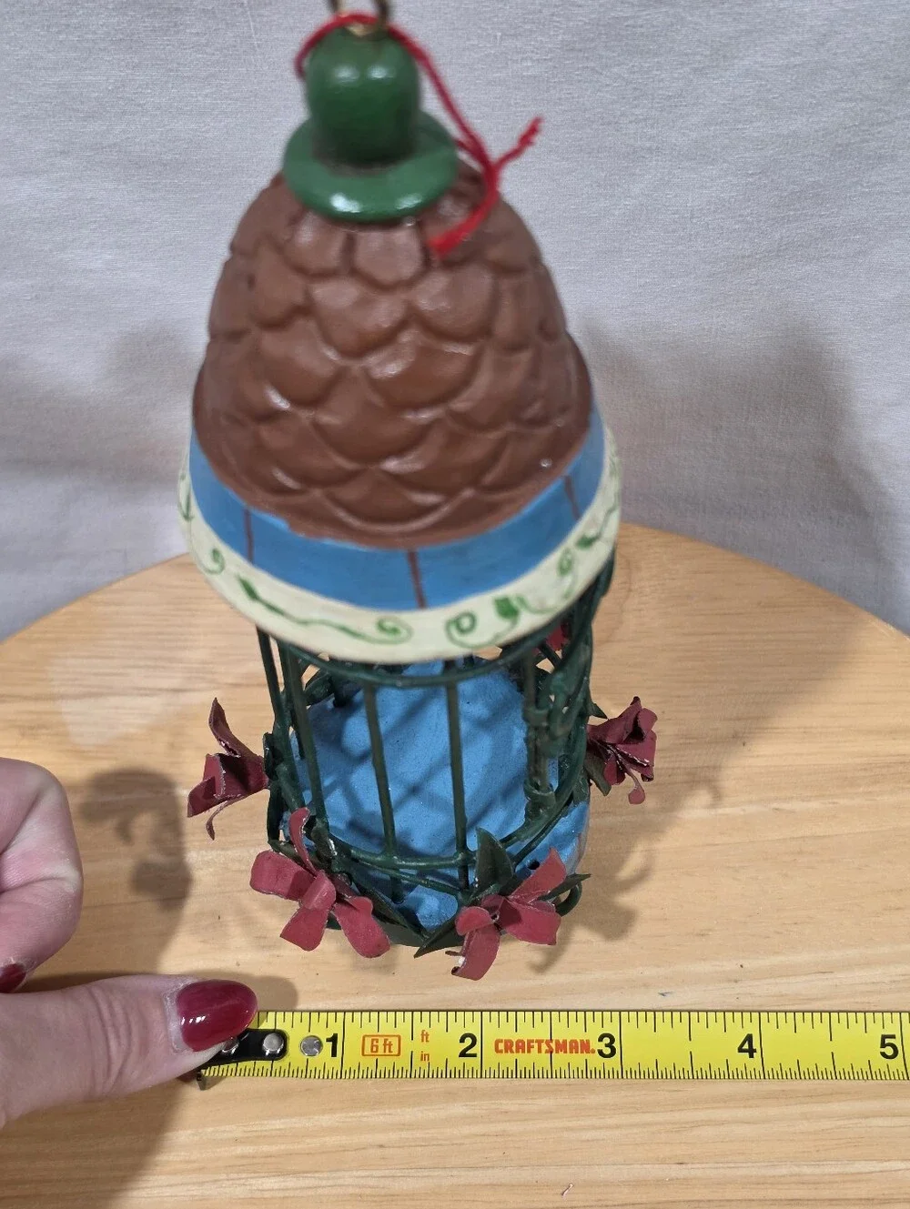 Vintage Birdcage Christmas Ornament Poinsettia Holiday Decor 8